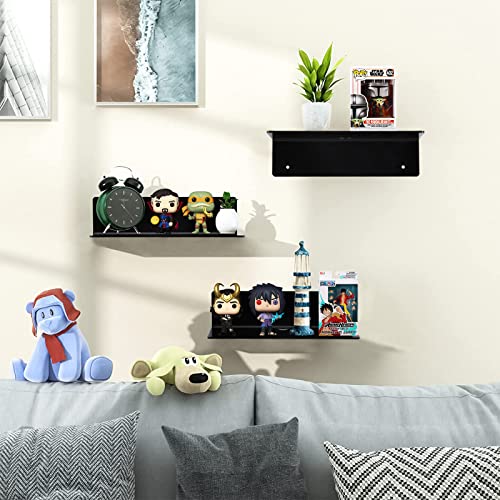 9-Inch Acrylic Floating Wall Shelves, Set of 2 Adhesive Display Ledges