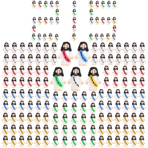 215 Mini Jesus Figurines, Tiny Rubber Religious Party Favors for Easter