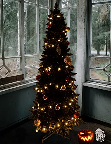 Wabolay 7ft Black Pencil Slim Artificial Christmas Tree - Unlit Narrow Xmas Tree