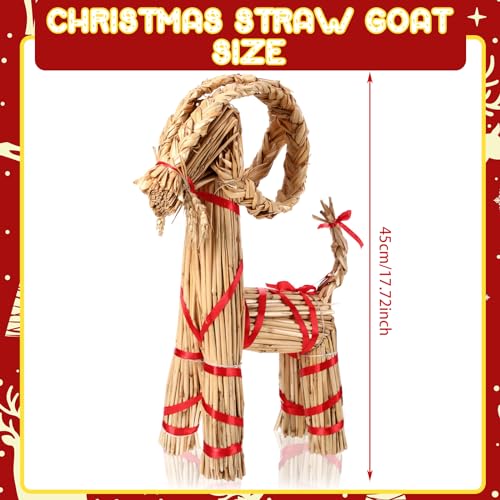Gerrii Christmas Straw Goat Scandinavian Yule Goat 17.7 Inch - Traditional Holiday Decor