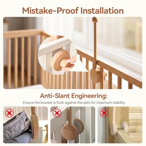 Wooden Crib Mobile Arm Holder - 31 Inch Beech Wood Nursery Hanger