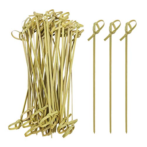 Knot Top Bamboo Cocktail Picks 200 PCS - 4 Inch Food Skewers for Appetizers & Drinks