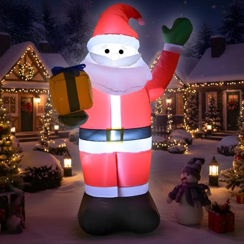 DROFELY 4 FT Christmas Inflatable Santa with Gift Box - Outdoor Yard Decor