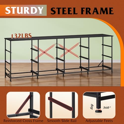 12-Drawer Long TV Stand Dresser for 85 Inch TVs, Black Storage Console
