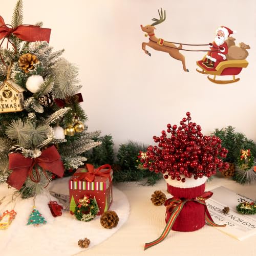 50 Pcs Christmas Red Berry Stems for Holiday Decor 6.5" Artificial Ornaments
