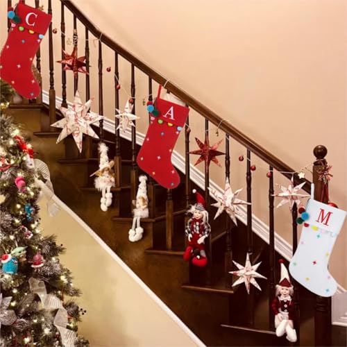 19-Inch Personalized Embroidered Christmas Stocking with Pom Poms