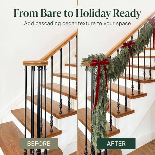 Gradient 2-Pack 6FT Artificial Cedar Pine Garland for Holiday Decor