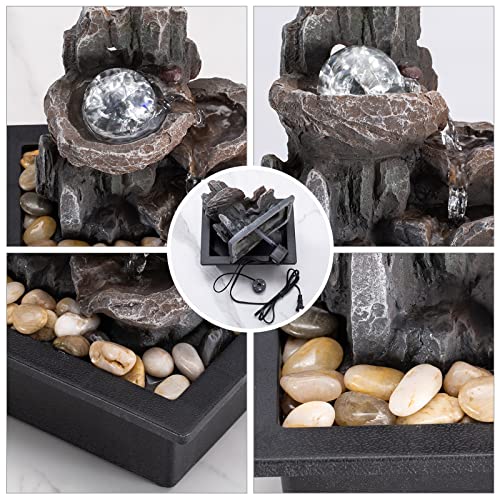 Indoor Tabletop Rock Waterfall Fountain with LED Lights & Rolling Ball