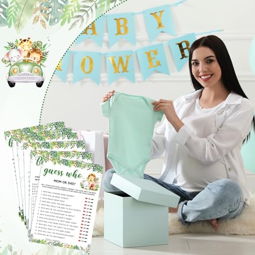 Safari Animal Baby Shower Games Set - 302 Pieces, 6 Woodland Theme Activities