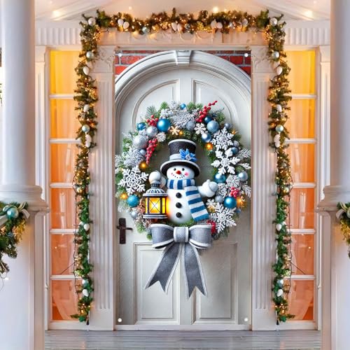 BlissYard Gnome Door Cover 35x71 Inch Snowman Banner for Christmas Door Decor