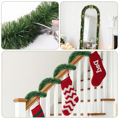 50ft Artificial Green Christmas Garland - Soft PVC Indoor & Outdoor Greenery
