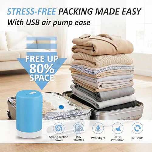 Travel Vacuum Storage Bags with Rechargeable Electric Pump 12-Piece Set