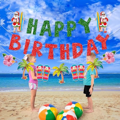 Pre-assembled Christmas & Birthday Banner Set for Tropical & Hawaiian Holiday Parties