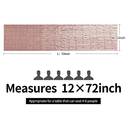 12x72 Inch Rose Gold Sequin Table Runner - 6 Pack for Party & Wedding Decor