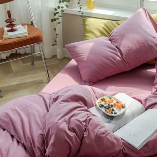 Queen Duvet Cover Set 3 Piece - 100% Jersey Knit Cotton Soft Mauve