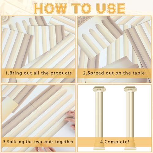 2 Pack Greek Column Cardboard Cutouts for Party Backdrop Decorations