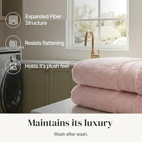 6-Piece Combed Cotton Towel Set - 600 GSM Plush Bath & Hand Towels, Blush