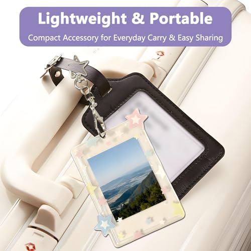 Acrylic Photocard Holder Keychain with Star Pendant for 3 Inch Photos