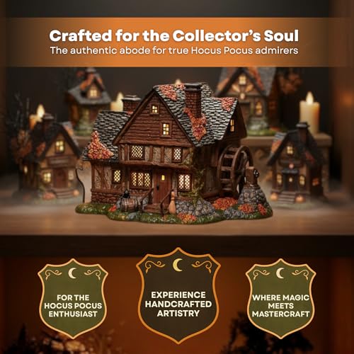 Lighted Sanderson Sisters Cottage Halloween Village House, Hand-Painted