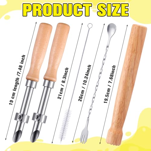 Lasnten Lemonade Stand Supplies Kit with Straw Hole Punchers & Muddler
