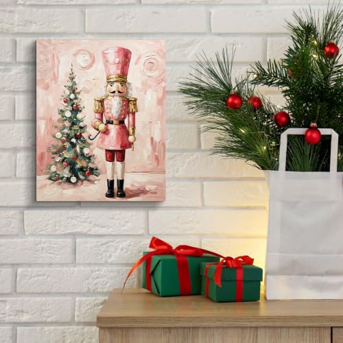 BIQRP Pink Nutcracker Christmas Tree Canvas Wall Art - Nutcracker3