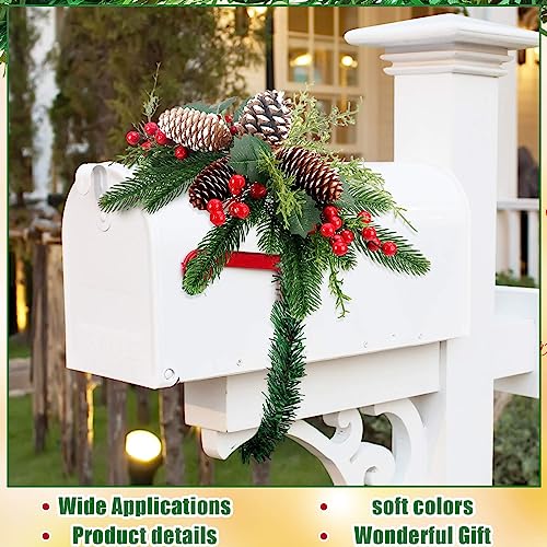 2Pcs Christmas Mailbox Swag - Artificial Pine Decor for Holiday Exterior