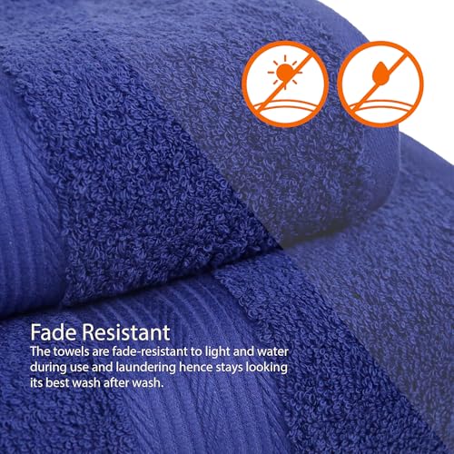 Amazon Basics 6-Piece 100% Cotton Towel Set - Navy Blue