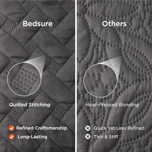 Bedsure Grey Queen Quilt Set - Soft Basket Weave Bedspread with 2 Shams