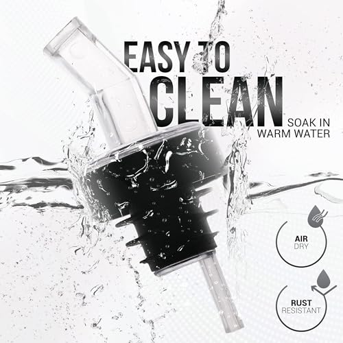 Esatto 24 Pack Liquor Bottle Pourers with Built-in Filter Spouts - Drip-Free, Universal Fit