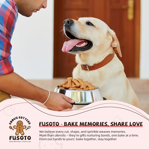 FUSOTO 8PCS Dog Bone & Paw Cookie Cutter Set – Stainless Steel, BPA Free, Includes Bone & Paw Sizes (Variation: 8PCS-Bones & Paws)