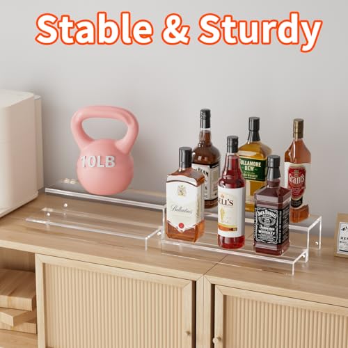 2-Tier Acrylic Liquor Bottle Display Shelf, 15-inch Countertop Bar Organizer