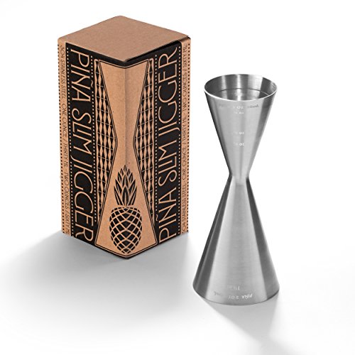 Piña Barware Slim Stainless Steel Jigger - Commercial 2oz / 1oz Brushed Finish