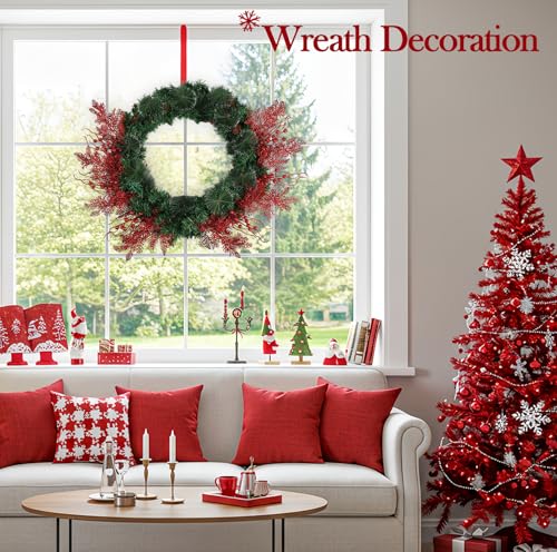 HOHOTIME Red Glitter Christmas Picks Set - 80 Pcs Holiday Tree & Decor