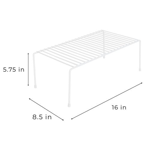 Smart Design Cabinet Storage Shelf Rack - Set of 6 - Large - 8.5 x 16 Inch - Steel Metal Wire - Rust Resistant Coating - Dish, Counter and Pantry Organization - Kitchen - White