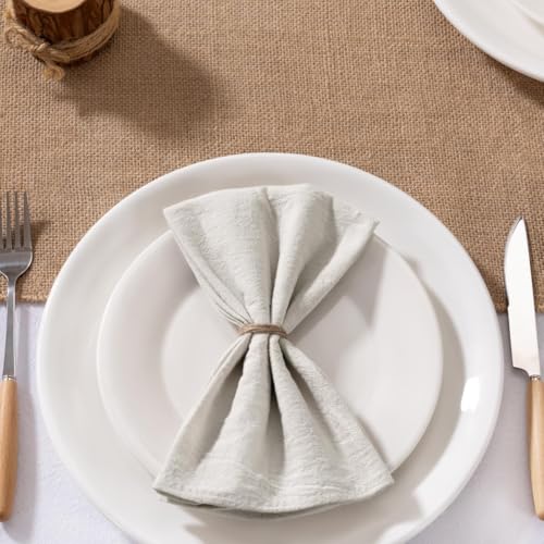 Cotton Linen Cloth Napkins Set of 6 - 16x16 Inch Rustic Boho Dinner Napkins