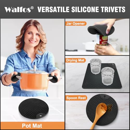 Silicone Trivet Mats - Heat Resistant Non-Slip Hot Pads & Pot Holders, 4 Pack