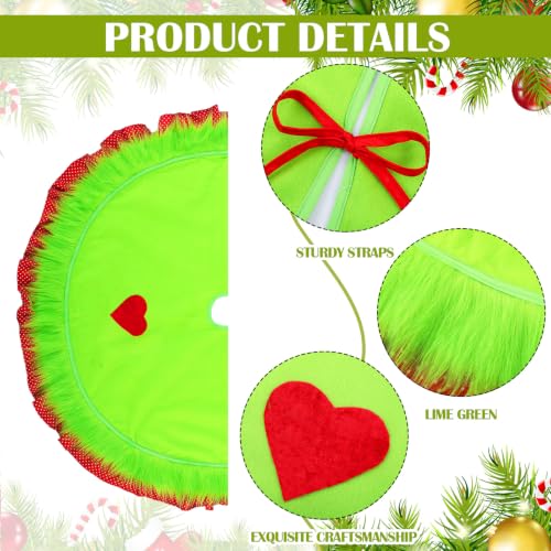 Soulchen 36 Inch Lime Green Christmas Tree Skirt Felt Tree Collar with Plush Trim