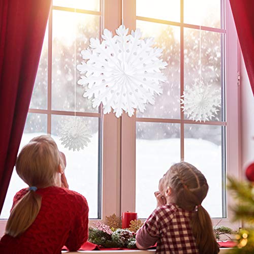 White Paper Snowflake Hanging Decorations (16 Pack) - Winter Party Decor