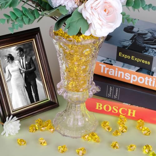 Gold Acrylic Crushed Ice Rocks - 150 Pcs Fake Crystal Gems for Vase Fillers