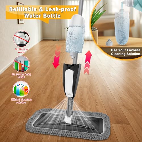 Microfiber Spray Mop for Floor Cleaning - Wet & Dry Mop with 3 Washable Pads