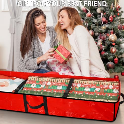 Underbed Wrapping Paper Storage Container 43 Inch Red Holiday Gift Wrap Organizer