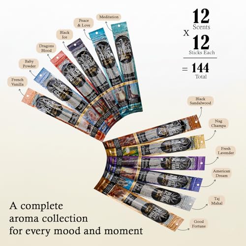Natural Hand Rolled Incense Sticks - 144 Pack for Aromatherapy and Yoga