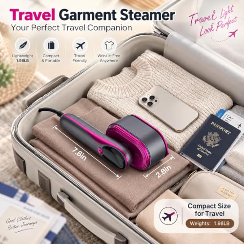 SHAWALEEN Pink Travel Clothes Steamer & Iron 2-in-1 1200W Wrinkle Remover
