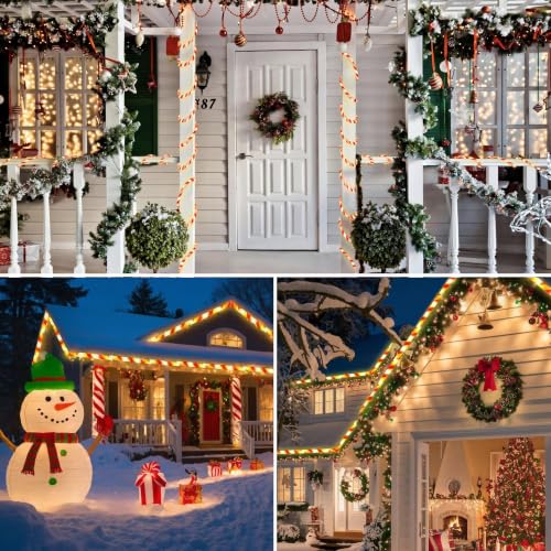 Candy Cane Christmas Lights 33ft 240 LED with 8 Modes – Warm White