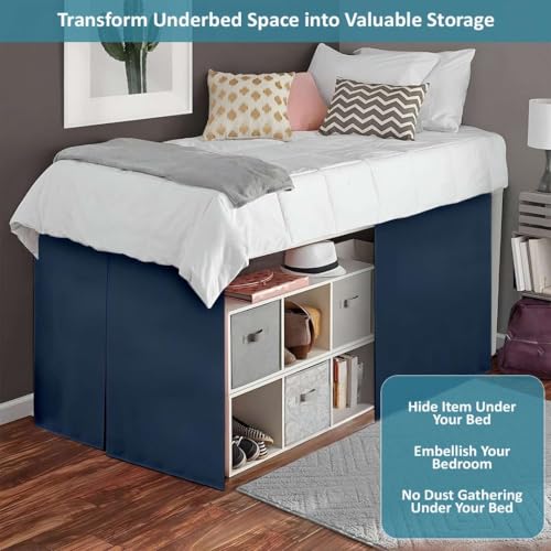 Twin XL Bed Skirt with 32 Inch Drop - Pleated Microfiber Dorm Dust Ruffle