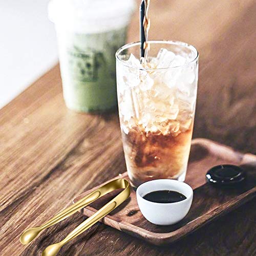 Golden Stainless Steel Mini Ice Tongs 10 Pack for Party & Serving