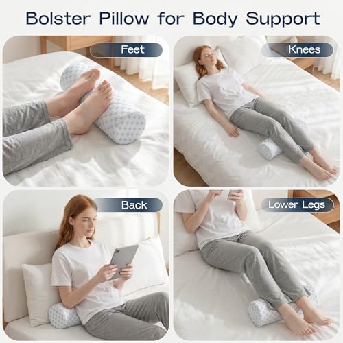 Memory Foam Neck Roll Pillow for Pain Relief - 15.7x6x6 inch