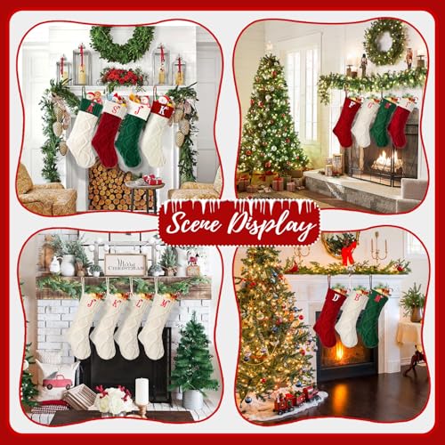 Monogram Cable Knit Christmas Stocking with Embroidered Initial - 18 Inch