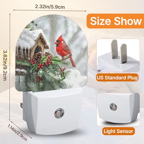 Axxitude Cardinal Christmas Night Light with Dusk to Dawn Sensor, Plug-In Bedroom & Home Decor