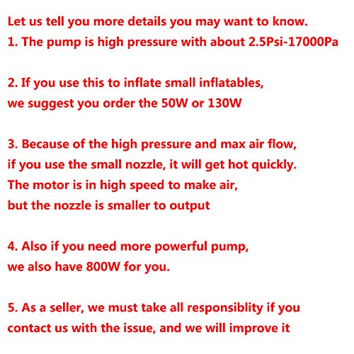 Electric Air Pump for Inflatables - 600W, 20L/min, 4 Nozzles